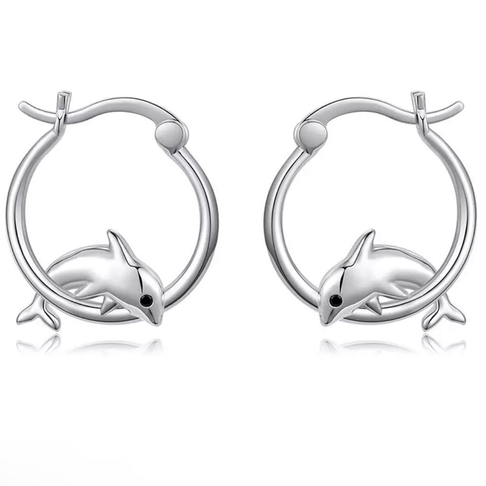 New Adorable Silver Dolphin Earrings